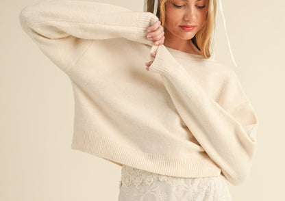 RIBBON BOW KNIT SWEATER TOP