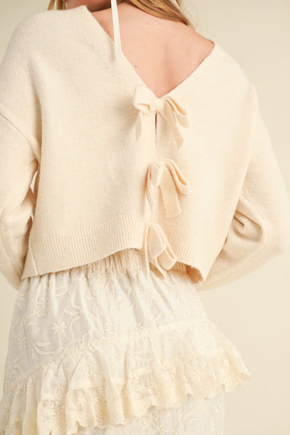 RIBBON BOW KNIT SWEATER TOP