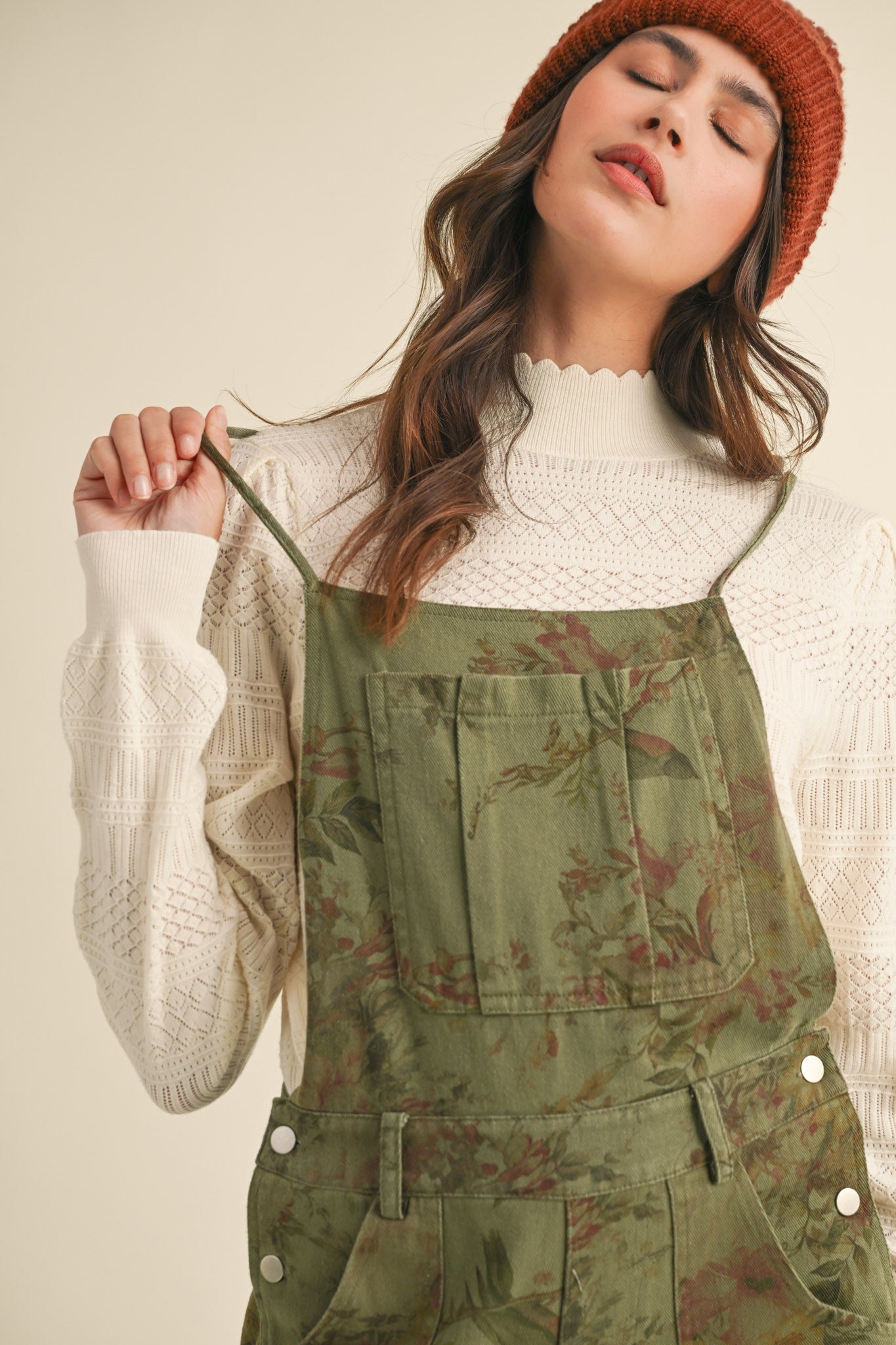 OLIVE VINTAGE WIDE LEG OVERALLS