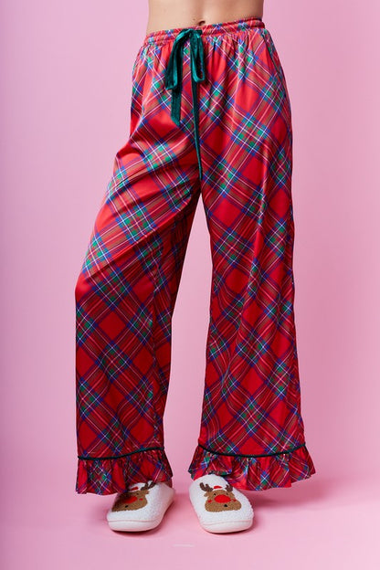 CHRISTMAS PLAID SATIN PAJAMA SET